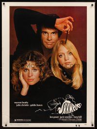 1j265 SHAMPOO 30x40 '75 best close up of Warren Beatty, Julie Christie & Goldie Hawn!