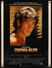 1j270 STAYING ALIVE 30x40 '83 super close up of John Travolta in Saturday Night Fever sequel!