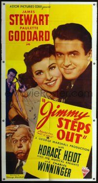 1j006 POT O' GOLD 3sh R46 romantic c/u of James Stewart & Paulette Goddard, Jimmy Steps Out!