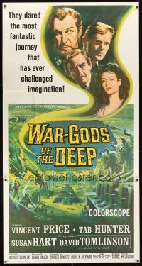 1j008 WAR-GODS OF THE DEEP 3sh '65 Vincent Price, Jacques Tourneur underwater sci-fi!