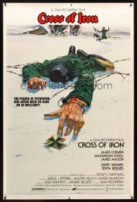 1j163 CROSS OF IRON 40x60 '77 Sam Peckinpah, Tanenbaum art of fallen World War II Nazi soldier!