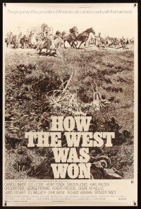 1j172 HOW THE WEST WAS WON 40x60 R70 John Ford epic, Debbie Reynolds, Gregory Peck, cool art!