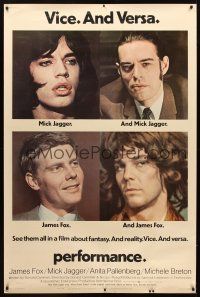 1j180 PERFORMANCE 40x60 '70 directed by Nicolas Roeg, Mick Jagger & James Fox trading roles!