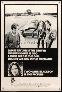 1j182 TWO-LANE BLACKTOP 40x60 '71 James Taylor is the driver, Warren Oates is GTO, Laurie Bird!