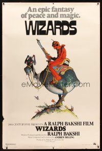 1j184 WIZARDS 40x60 '77 Ralph Bakshi directed animation, cool fantasy art by William Stout!