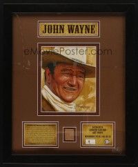 1j090 JOHN WAYNE framed 18x22 art print & 40/70 wardrobe piece '06 vest material worn by The Duke!