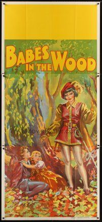 1j020 BABES IN THE WOOD English 3sh '30s stone litho of female hero finding lost kids!