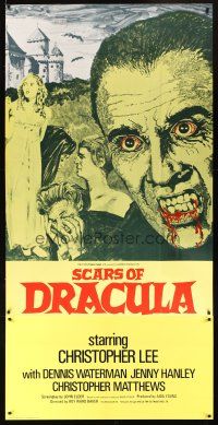 1j015 SCARS OF DRACULA English 3sh '70 c/u art of bloody vampire Christopher Lee, Hammer horror!