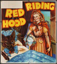 1j018 RED RIDING HOOD English 6sh '30s stone litho of Red by wolf disguised in bed!