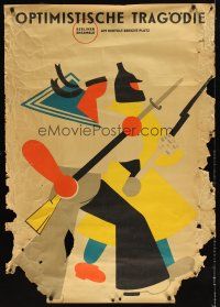 1j121 OPTIMISTISCHE TRAGODIE German 33x47 '58 really cool abstract art of medieval soldiers!