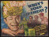 1j051 WHEN'S YOUR BIRTHDAY 1/2sh '37 Marian Marsh, wacky Joe E Brown as fortuneteller!