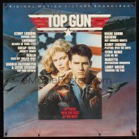 1j204 TOP GUN soundtrack poster '86 great image of Tom Cruise & Kelly McGillis, Navy fighter jets!