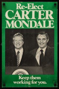 1j091 RE-ELECT CARTER MONDALE signed 13x20 political campaign '80 by VP Walter Mondale!