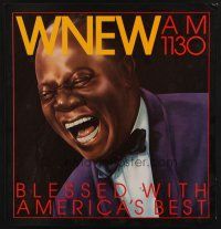 1j084 WNEW AM 1130 LOUIS ARMSTRONG special 21x22 '80s wonderful art of Armstrong!
