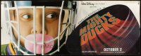 1j219 MIGHTY DUCKS vinyl banner '92 great image of puck coming at goalie, ice hockey!
