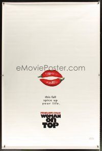 1j226 WOMAN ON TOP vinyl banner '00 Penelope Cruz, great minimalist image of hot pepper lips!