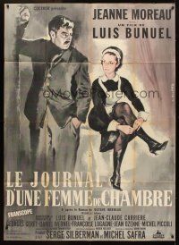 1k603 DIARY OF A CHAMBERMAID style B French 1p '64 art of Jeanne Moreau by Allard, Luis Bunuel!
