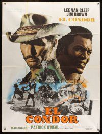 1k612 EL CONDOR French 1p '70 great different image of Jim Brown & Lee Van Cleef by P. Marty!