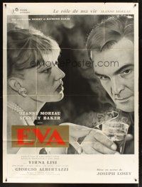 1k617 EVA style A French 1p '62 Joseph Losey, different close up of sexy Jeanne Moreau & S. Baker!