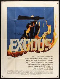 1k619 EXODUS French 1p '61 Otto Preminger, great artwork of arms reaching for rifle by Saul Bass!