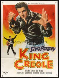 1k670 KING CREOLE French 1p R78 best different artwork of tough Elvis Presley by Jean Mascii!