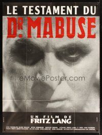 1k684 LAST WILL OF DR MABUSE French 1p R80s Fritz Lang, creepy close up of Rudolf Klein-Rogge!