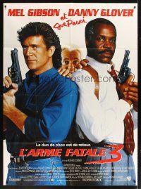 1k691 LETHAL WEAPON 3 French 1p '92 great image of cops Mel Gibson, Glover, & Joe Pesci!