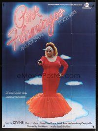 1k742 PINK FLAMINGOS French 1p '72 Divine, Mink Stole, John Waters' classic exercise in poor taste