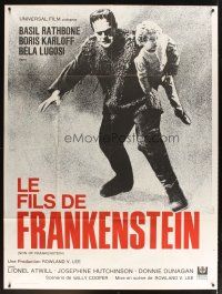 1k776 SON OF FRANKENSTEIN French 1p R69 full-length image of monster Boris Karloff holding child!