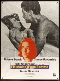 1k787 STORY OF A WOMAN French 1p '69 great romantic close up of sexy Bibi Andersson & Robert Stack!