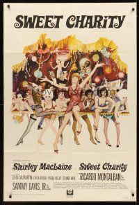 1k509 SWEET CHARITY French 31x47 '69 Bob Fosse, different art of Shirley MacLaine & showgirls!