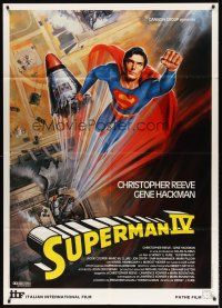 1k027 SUPERMAN IV Italian 1p '90 great art of super hero Christopher Reeve by Daniel Goozee!