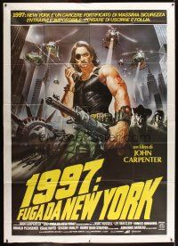 1k012 ESCAPE FROM NEW YORK Italian 2p '81 John Carpenter, art of decapitated Lady Liberty!