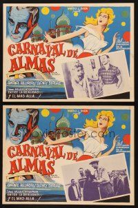 1k474 CARNIVAL OF SOULS 2 Mexican LCs '62 Candice Hilligoss, Sidney Berger, great border art!