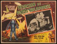 1k315 EARTH VS. THE FLYING SAUCERS Mexican LC '56 cool border art of alien & UFOs!