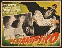 1k316 EL VAMPIRO Mexican LC '57 Abel Salazar, cool border art of Mexican vampire & victim!