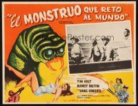 1k358 MONSTER THAT CHALLENGED THE WORLD Mexican LC '57 great art of creature & its victim!