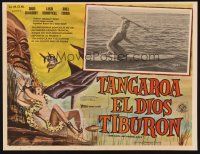 1k391 SHE GODS OF SHARK REEF Mexican LC '58 guy on surfboard with spear + cool border art!