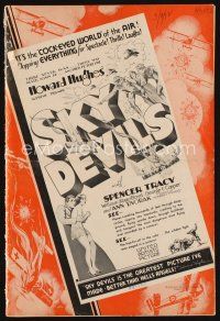 1k250 SKY DEVILS pressbook '32 Howard Hughes, Spencer Tracy, wonderful airplane images!