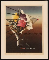 1k057 SAY IT WITH TELEFLOWERS magazine ad '37 cool art by Adolphe Mouron Cassandre!