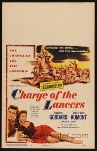 1k103 CHARGE OF THE LANCERS WC '54 art of sexy Paulette Goddard & Jean Pierre Aumont!