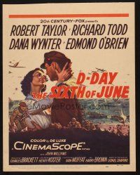 1k107 D-DAY THE SIXTH OF JUNE WC '56 romantic art of Robert Taylor & sexy Dana Wynter in WWII!