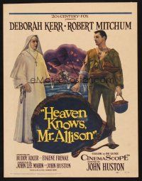 1k119 HEAVEN KNOWS MR. ALLISON WC '57 full-length soldier Robert Mitchum with nun Deborah Kerr!