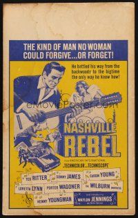 1k134 NASHVILLE REBEL WC '66 art of Waylon Jennings playing guitar & sexy near-naked girl!