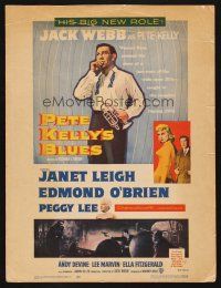 1k139 PETE KELLY'S BLUES WC '55 Jack Webb smoking & holding trumpet, sexy Janet Leigh!