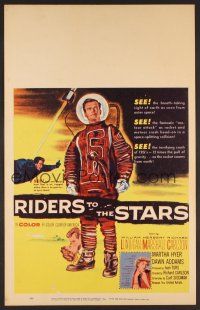1k143 RIDERS TO THE STARS WC '54 William Lundigan has broken into outer space w/gravity zero!