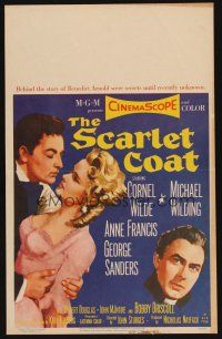 1k148 SCARLET COAT WC '55 romantic art of Cornel Wilde & Anne Francis, John Sturges directed!