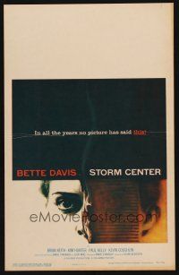 1k154 STORM CENTER WC '56 incredible different close up image of Bette Davis by Saul Bass!