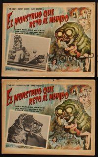 1k470 MONSTER THAT CHALLENGED THE WORLD 3 Mexican LCs R60s great art of creature & its victim!
