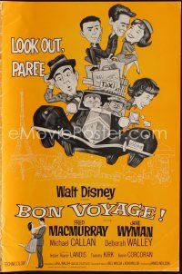 1k178 BON VOYAGE pressbook '62 Walt Disney, Fred MacMurray, Jane Wyman, wacky art!